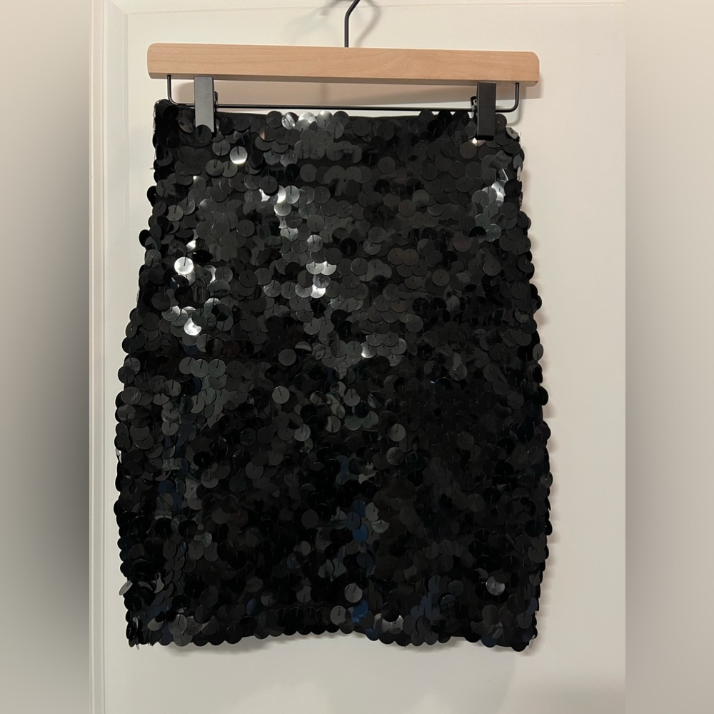 Black sequin body-con skirt